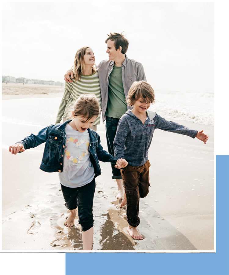 Family Waling on the Beach